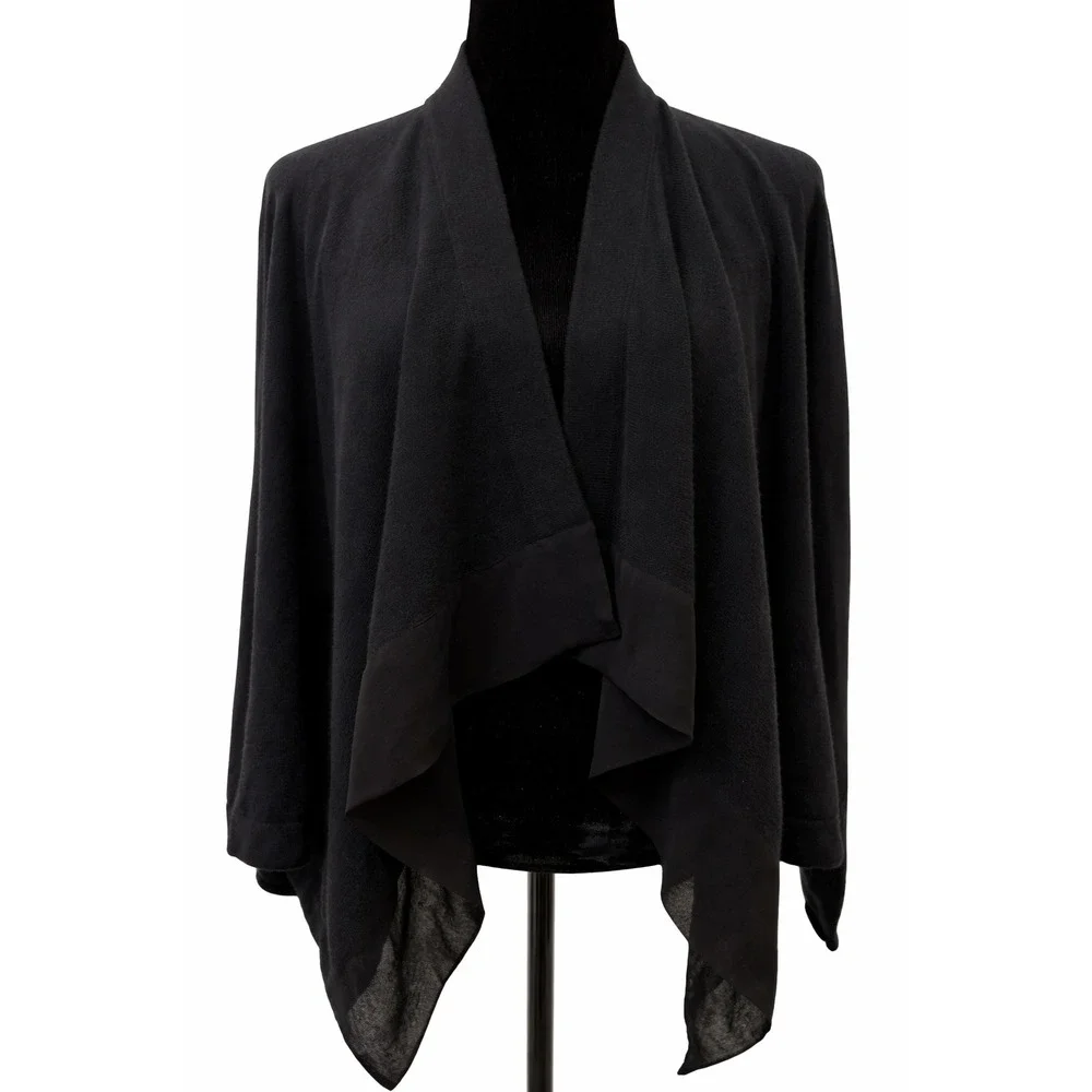 Grainne & Co. Womens Open Front Sheer Back Cardigan‎ Size 1 Small Black Cashmere